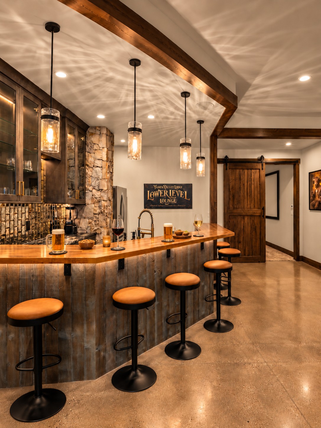 Yampa Valley Lodge Basement Bar portrait Fractional Ownership Luxury Homes in Colorado